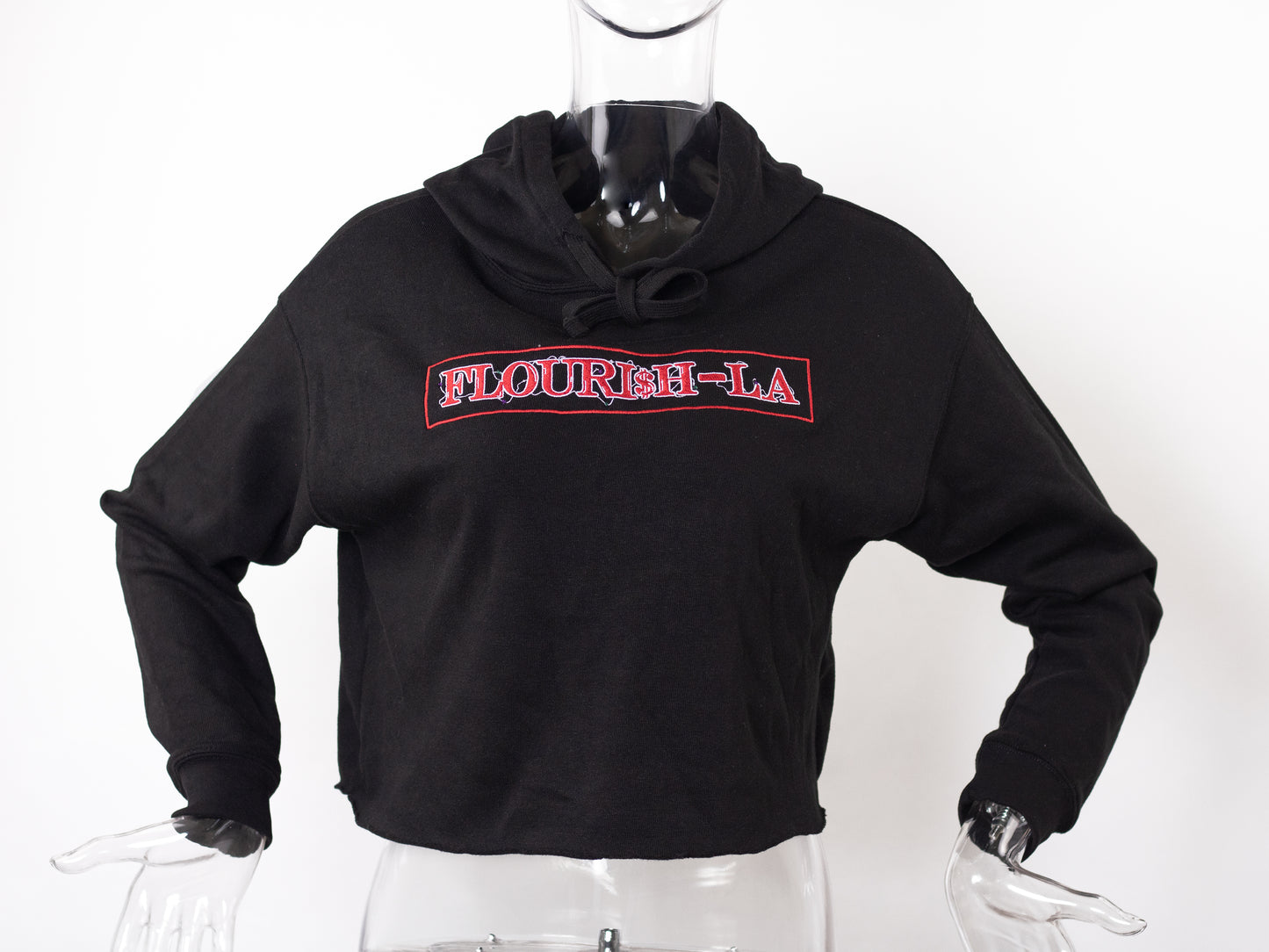 RED TEXT HOODIE CROP